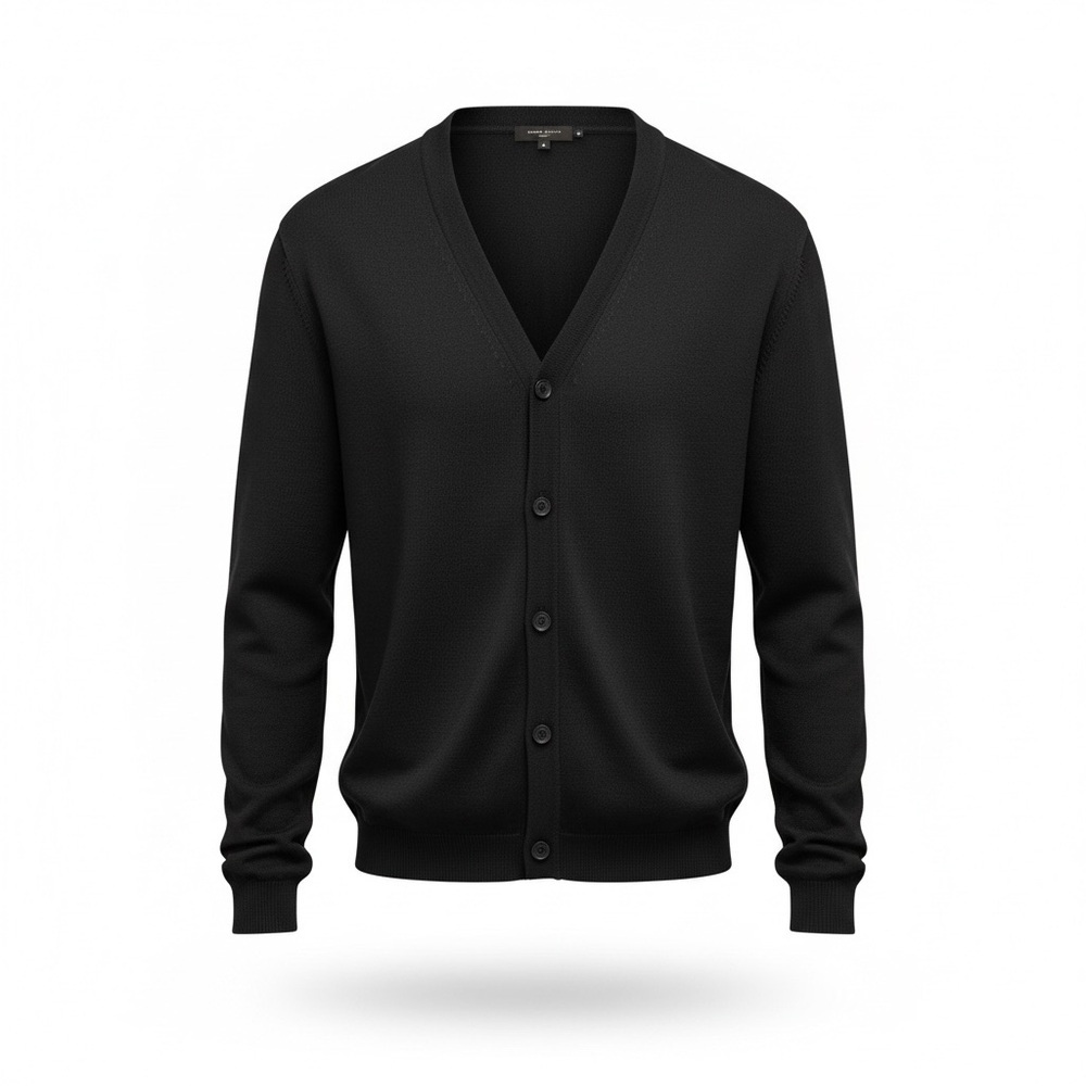 Bruuns bazaar Black Men's 100% wool thin spring Sweater cardigan size XL